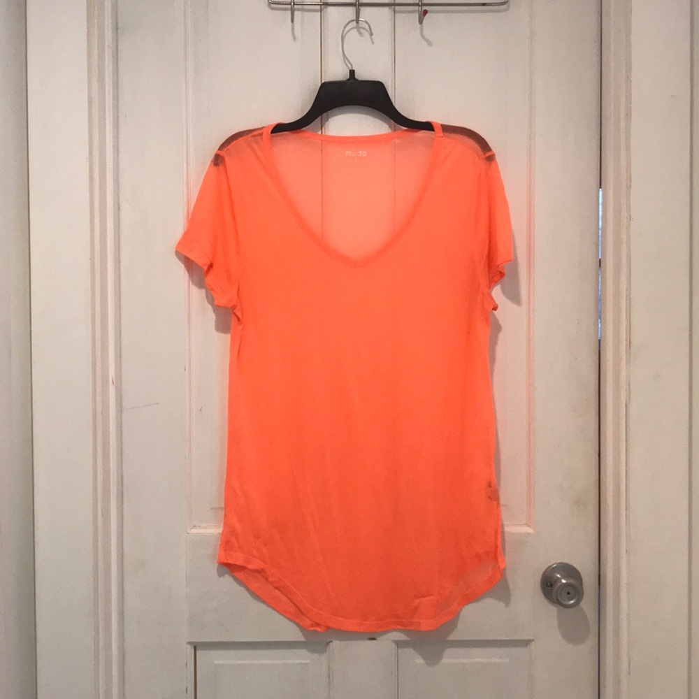 Neon pink see through Mudd v-neck T-shirt